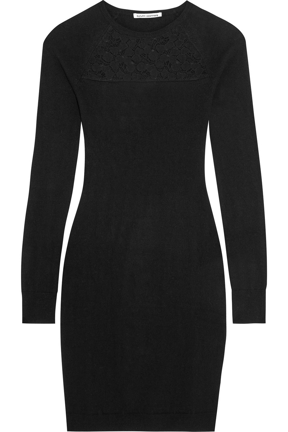 Corded lace and cashmere mini dress