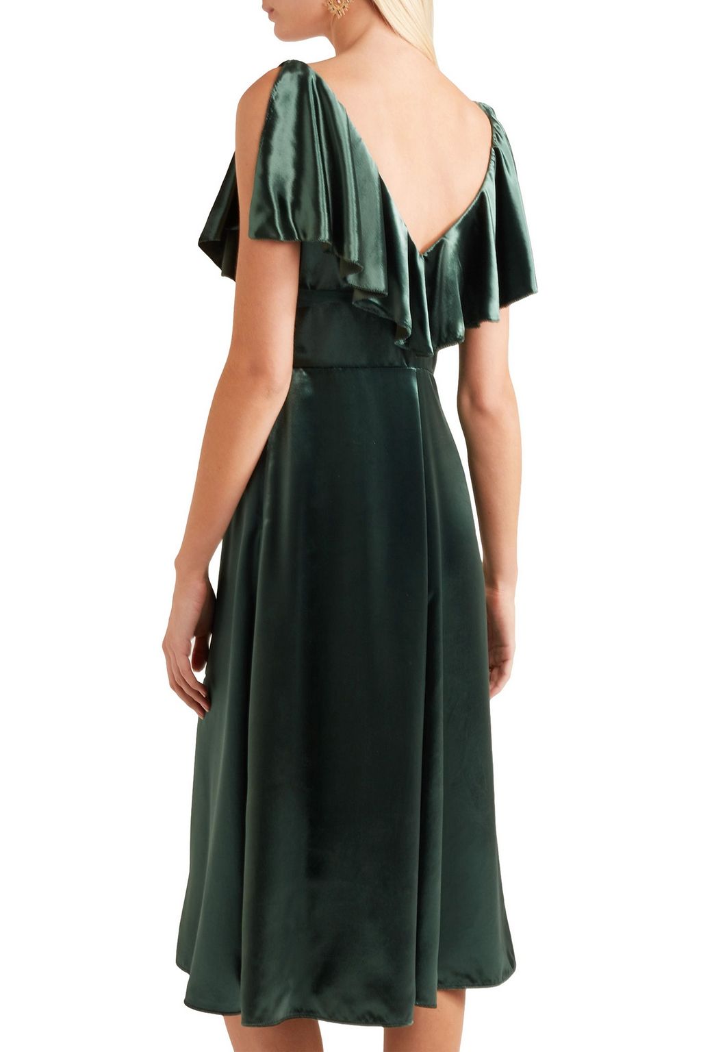 VALENTINO GARAVANI Ruffled velvet midi dress