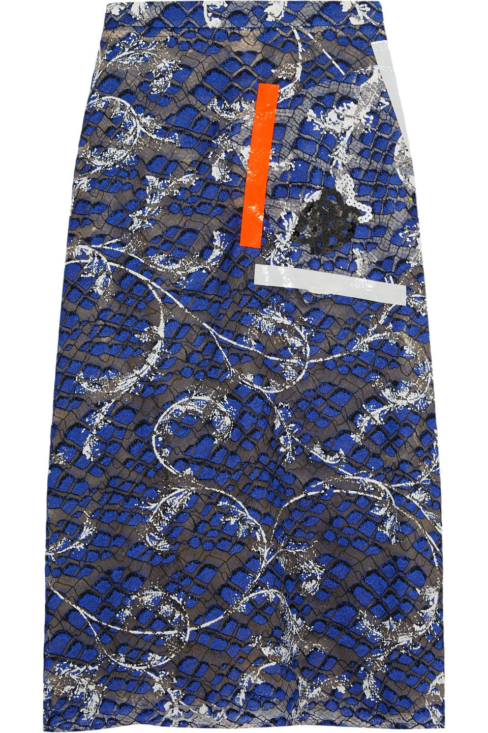 christopher kane - sequined lace and mesh skirt - blue - uk/au 8