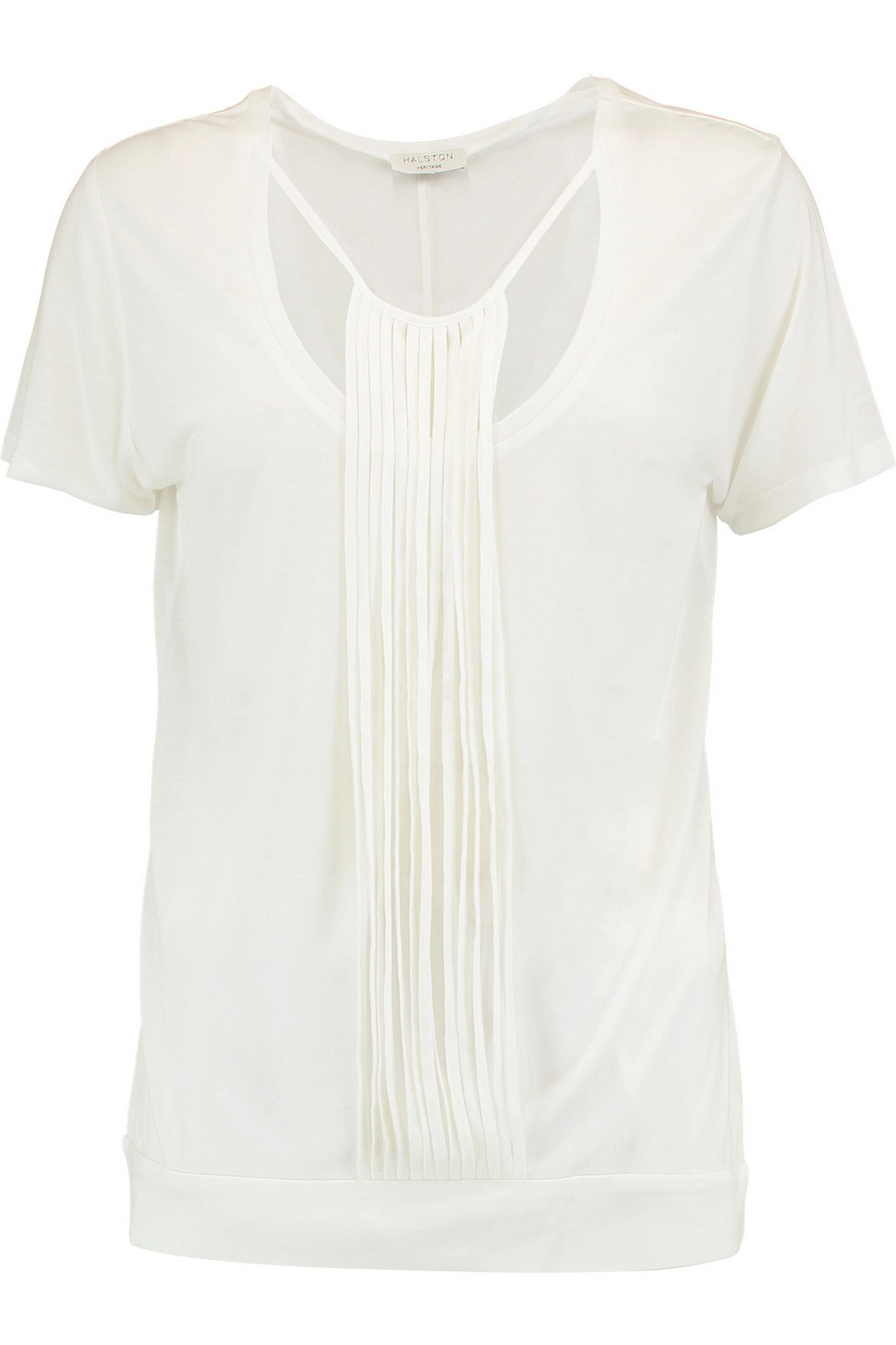 halston - fringed modal top - white - s