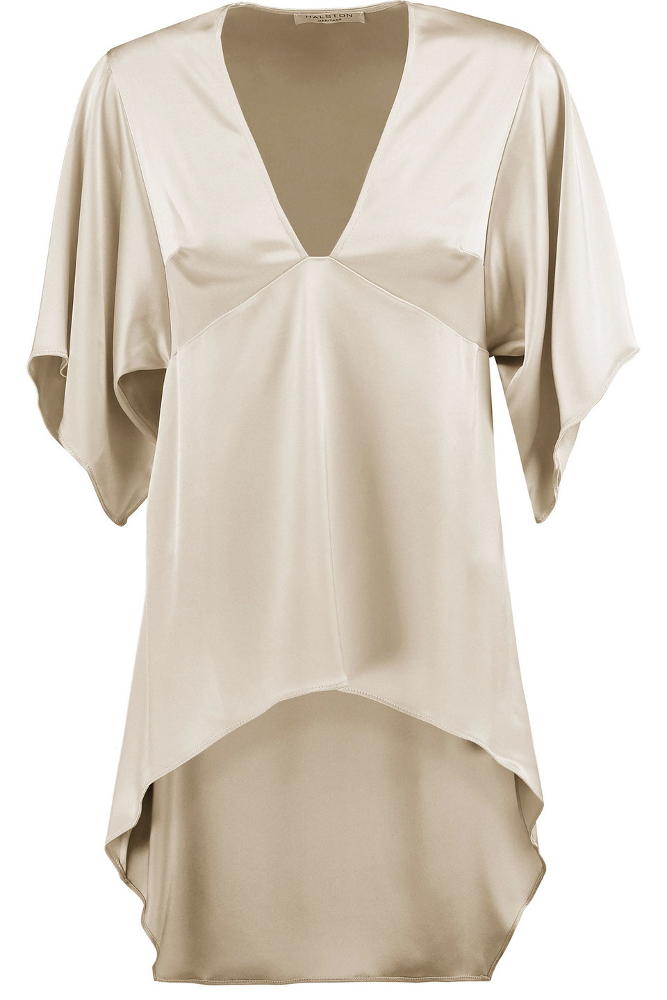 halston - asymmetric satin top - white - s