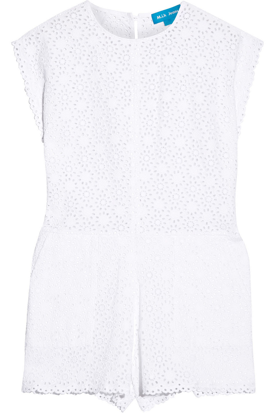 m.i.h jeans - broderie anglaise cotton playsuit - white - s