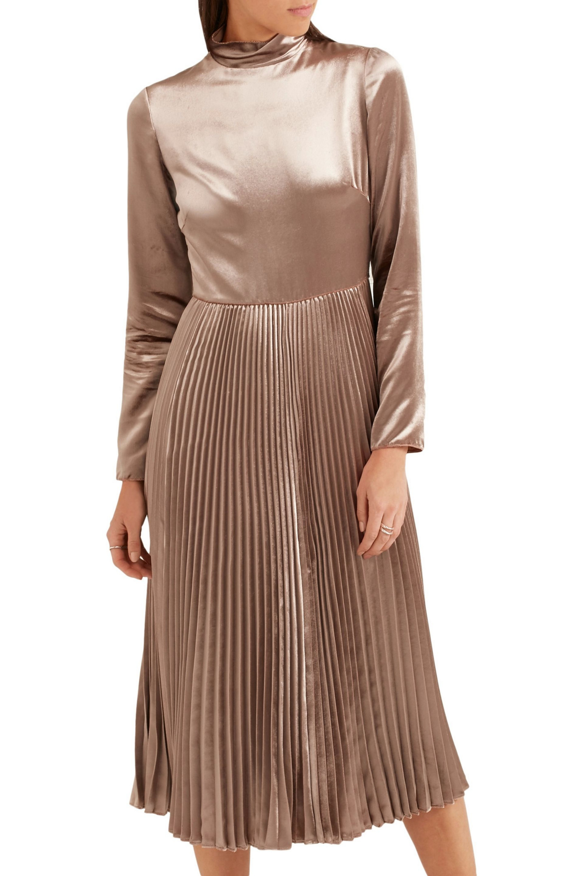 Valentino Garavani Pleated velvet turtleneck midi dress