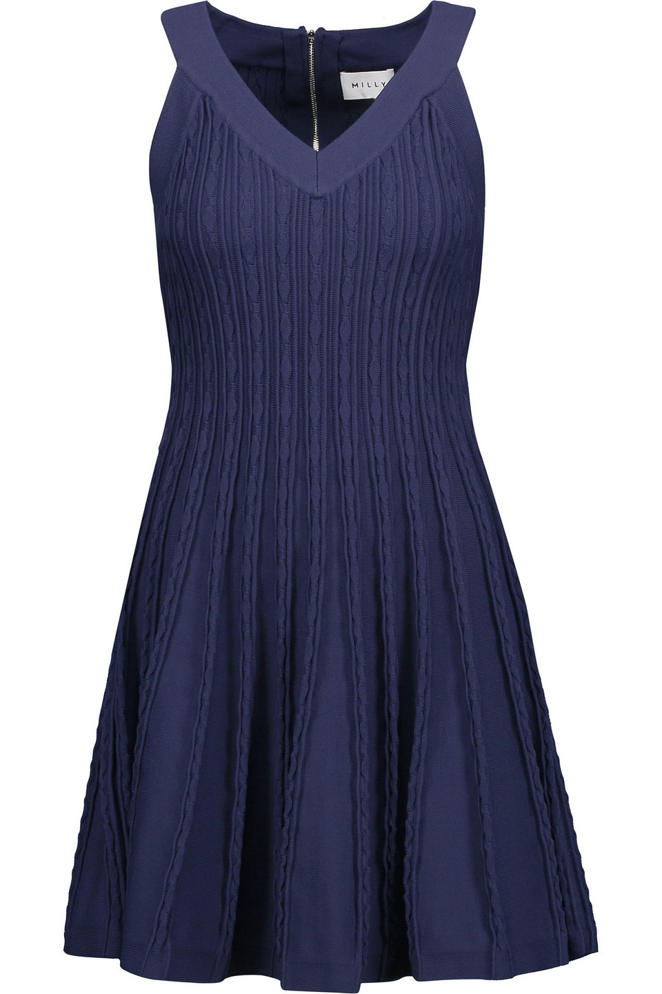 milly - textured stretch-knit mini dress - blue - s