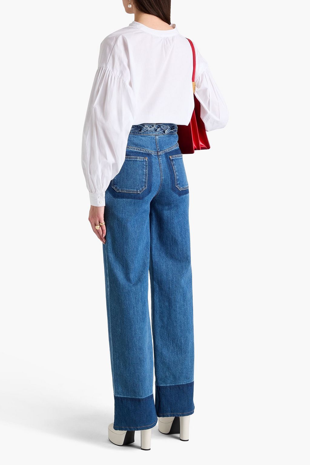 VALENTINO GARAVANI Two-tone denim culottes