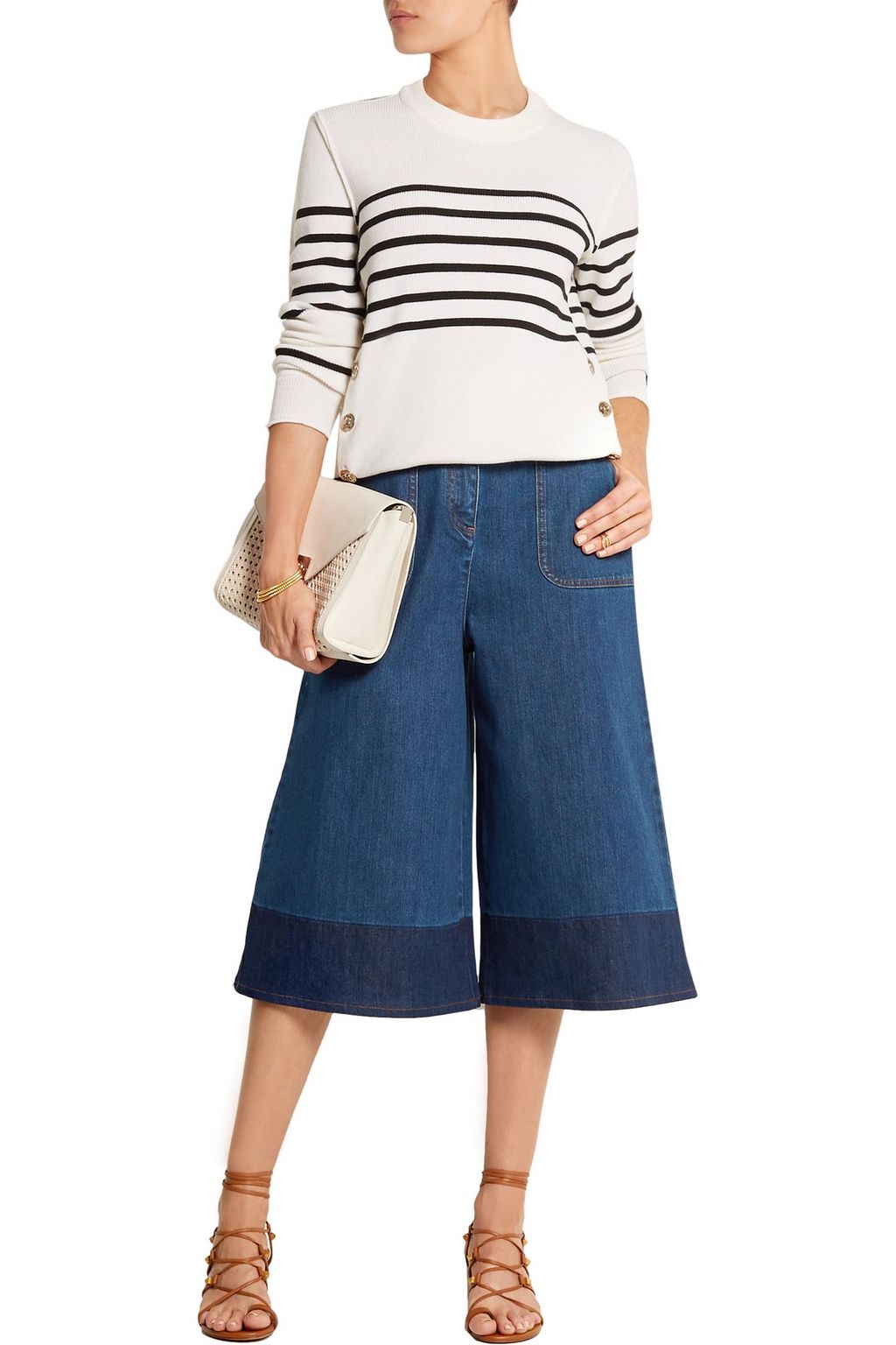VALENTINO GARAVANI Two-tone denim culottes