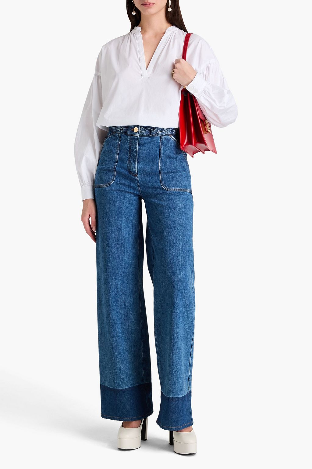 VALENTINO GARAVANI Two-tone denim culottes