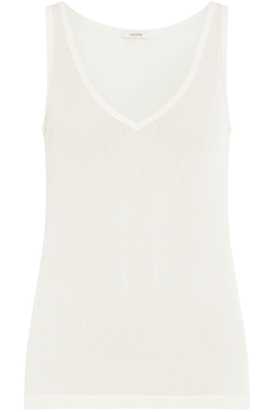 ganni - ribbed-knit tank - white - s