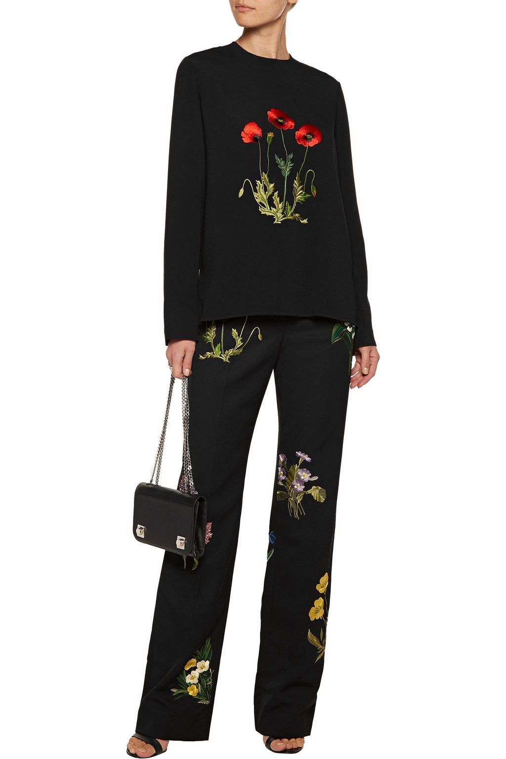 STELLA MCCARTNEY Louisa floral-embroidered crepe de chine top