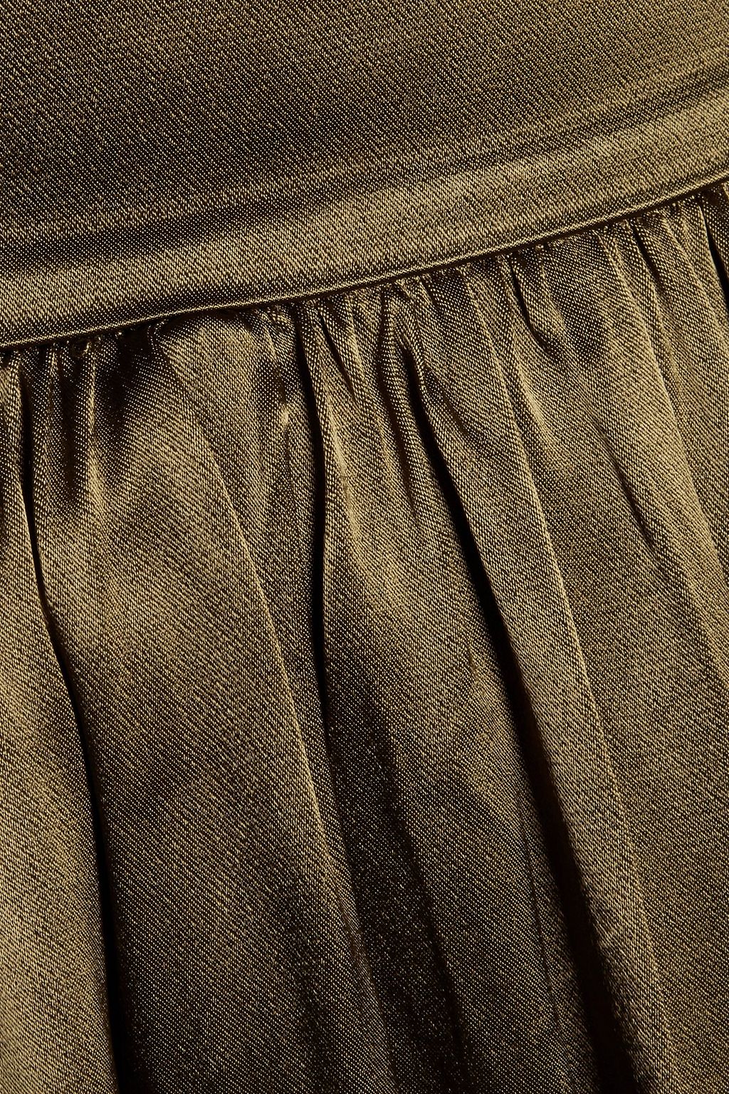 GANNI Pleated satin mini skirt