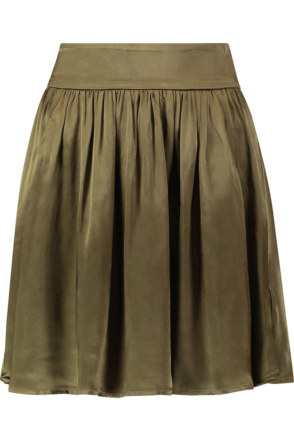 Pleated satin mini skirt