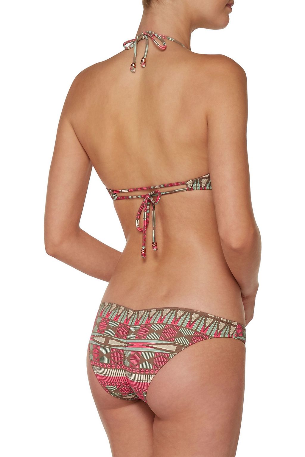 EBERJEY Geo Weave Allie low-rise ruched printed bikini briefs