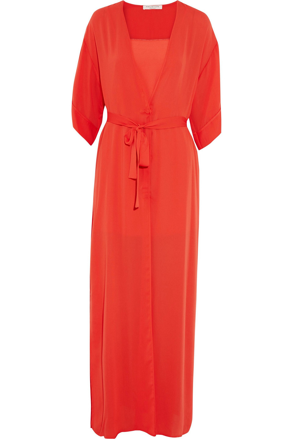 halston - crepe de chine gown - orange - s