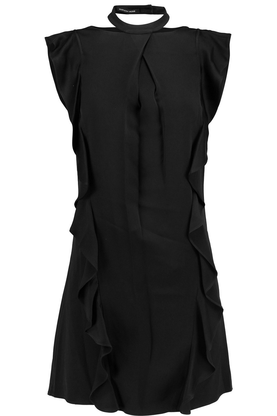 marissa webb - kera ruffled printed silk mini dress - black - m