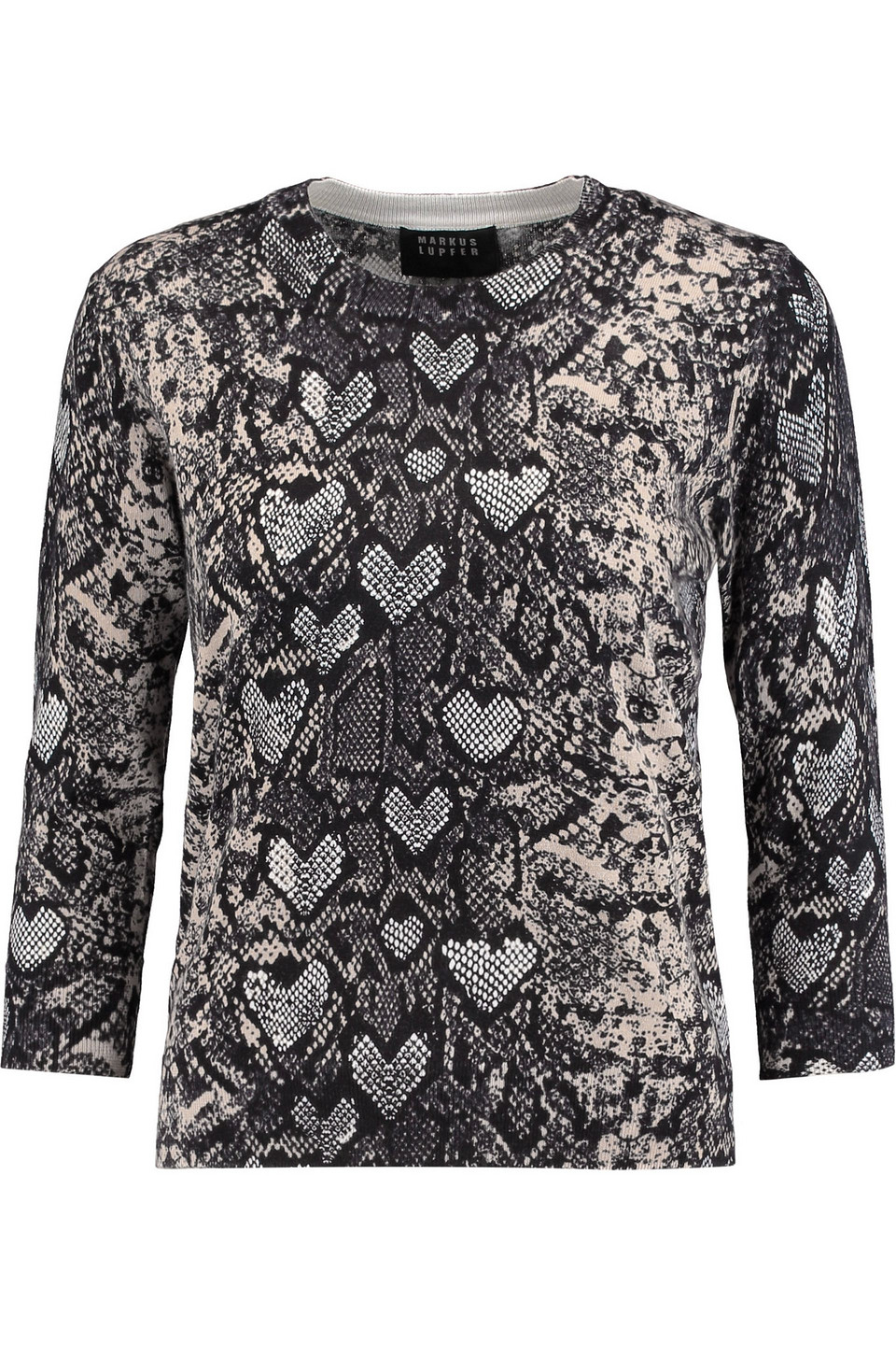 Snake-print cotton sweater