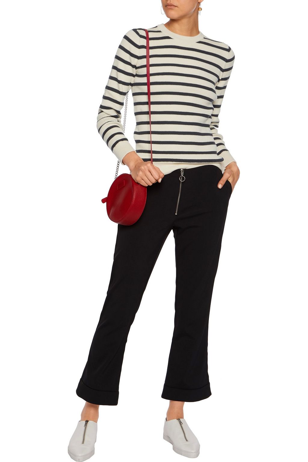 GANNI Striped cotton-blend sweater