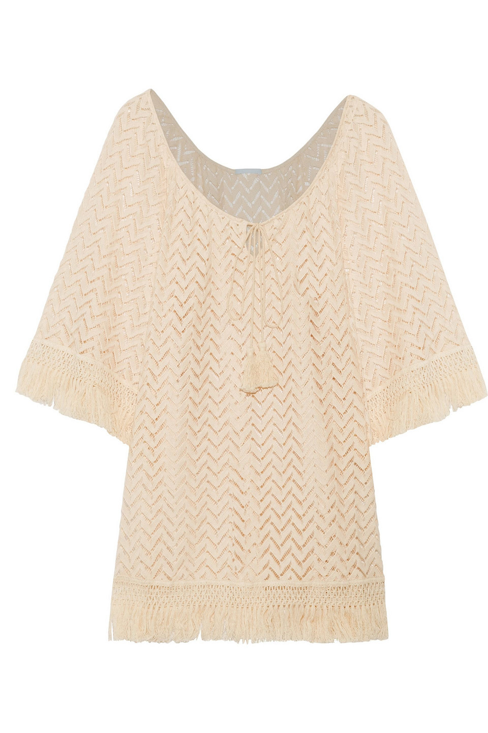 eberjey - libertine giana fringed crochet-knit coverup - white - s