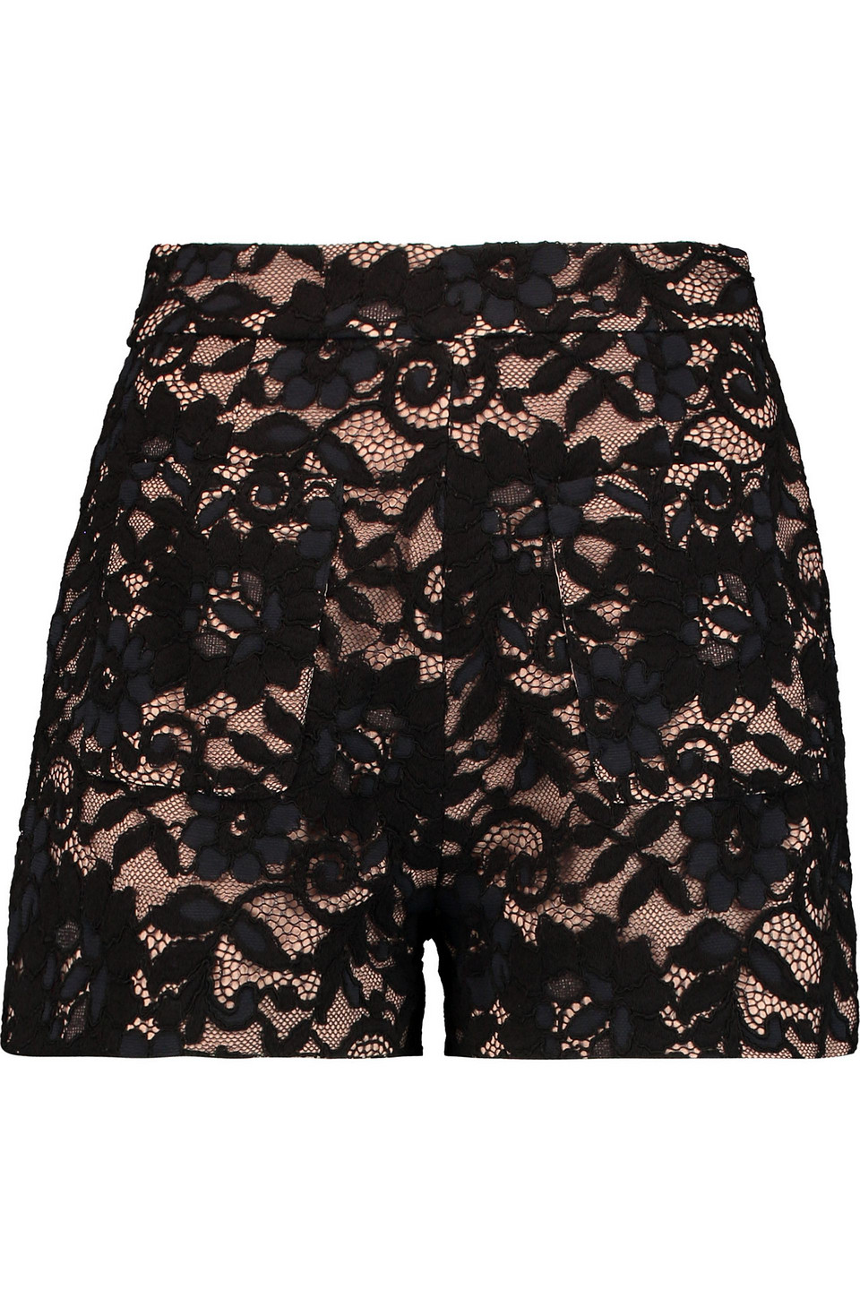 alexis - dean cotton-blend lace shorts - black - l