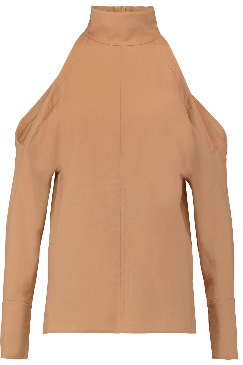 tibi - winston cutout wool turtleneck top - brown - m