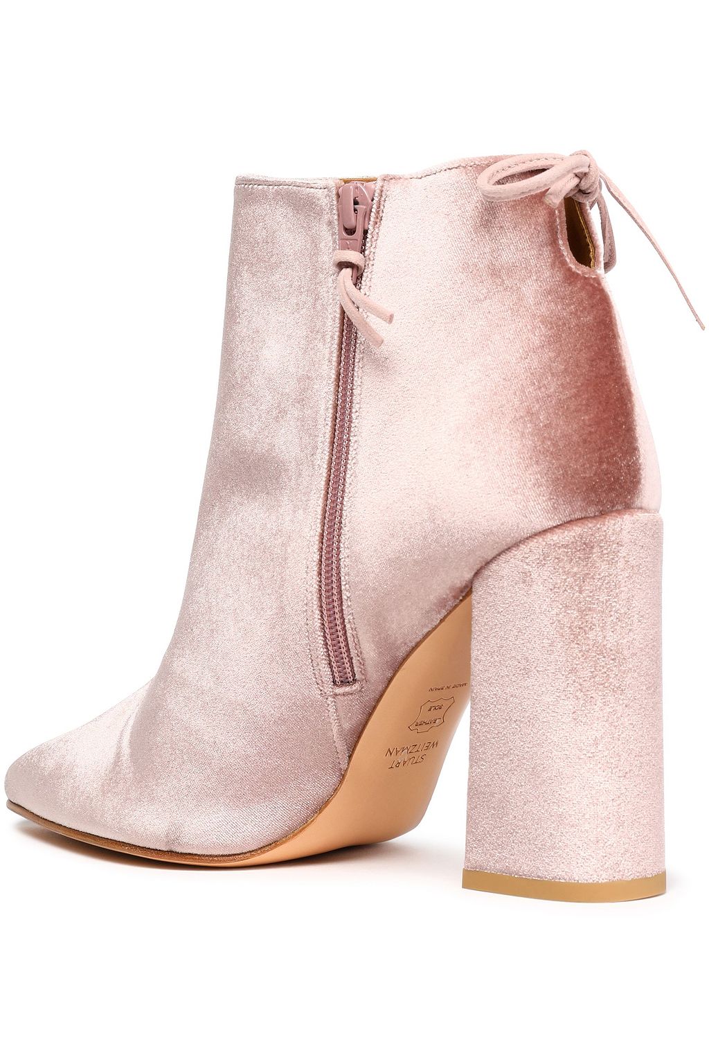 STUART WEITZMAN Bow-detailed velvet ankle boots
