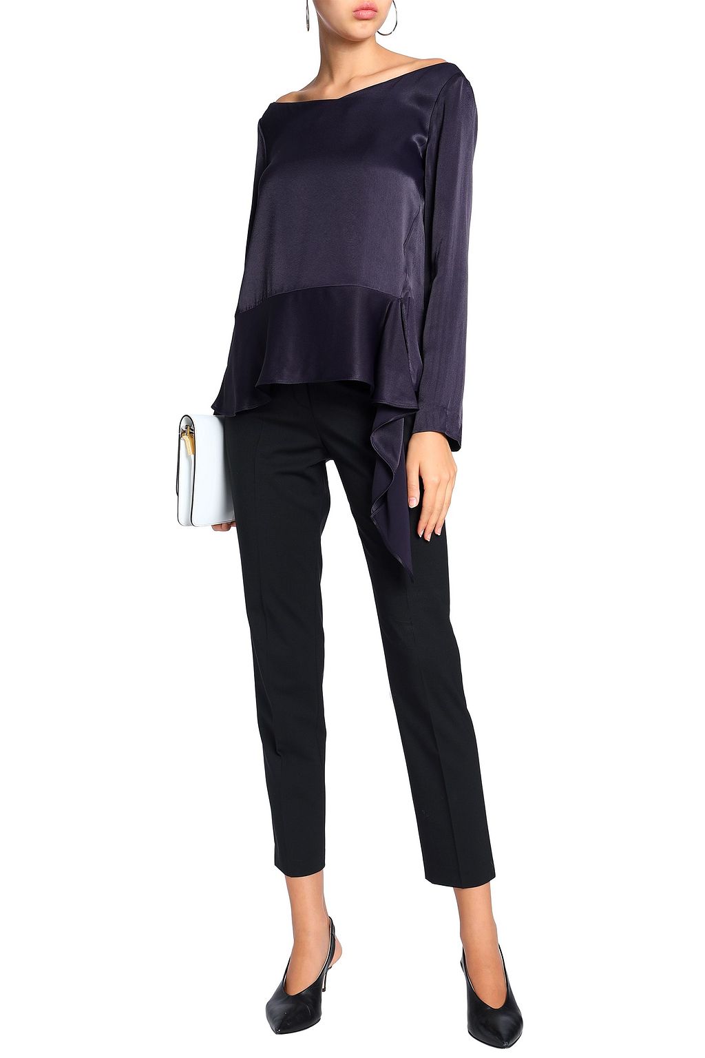 HOUSE OF DAGMAR Draped satin-crepe blouse
