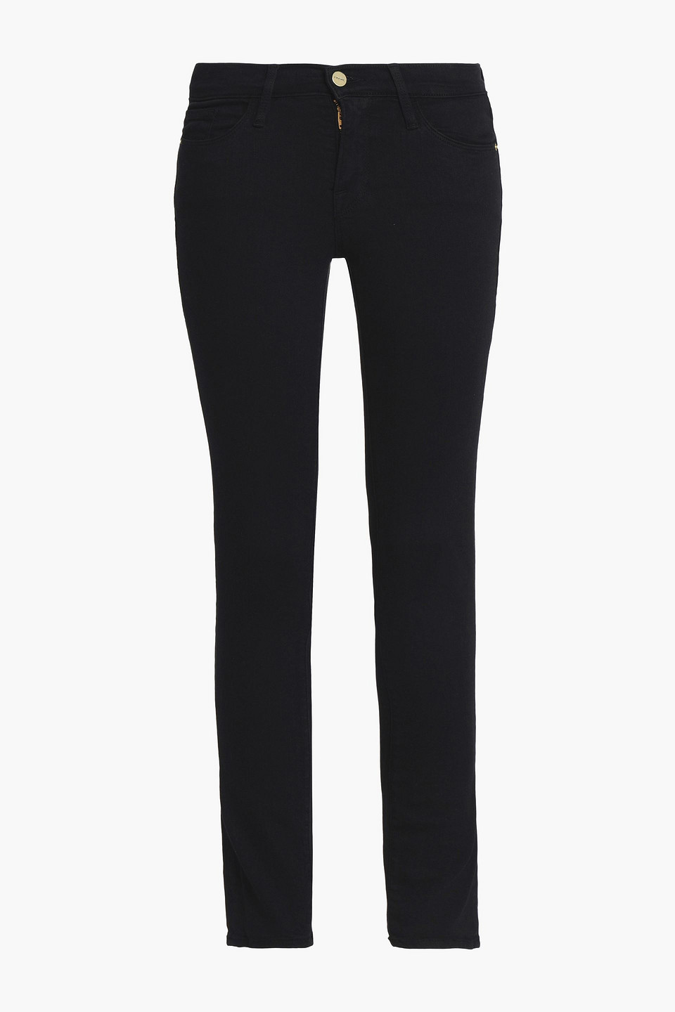 frame - mid-rise skinny jeans - black - 23