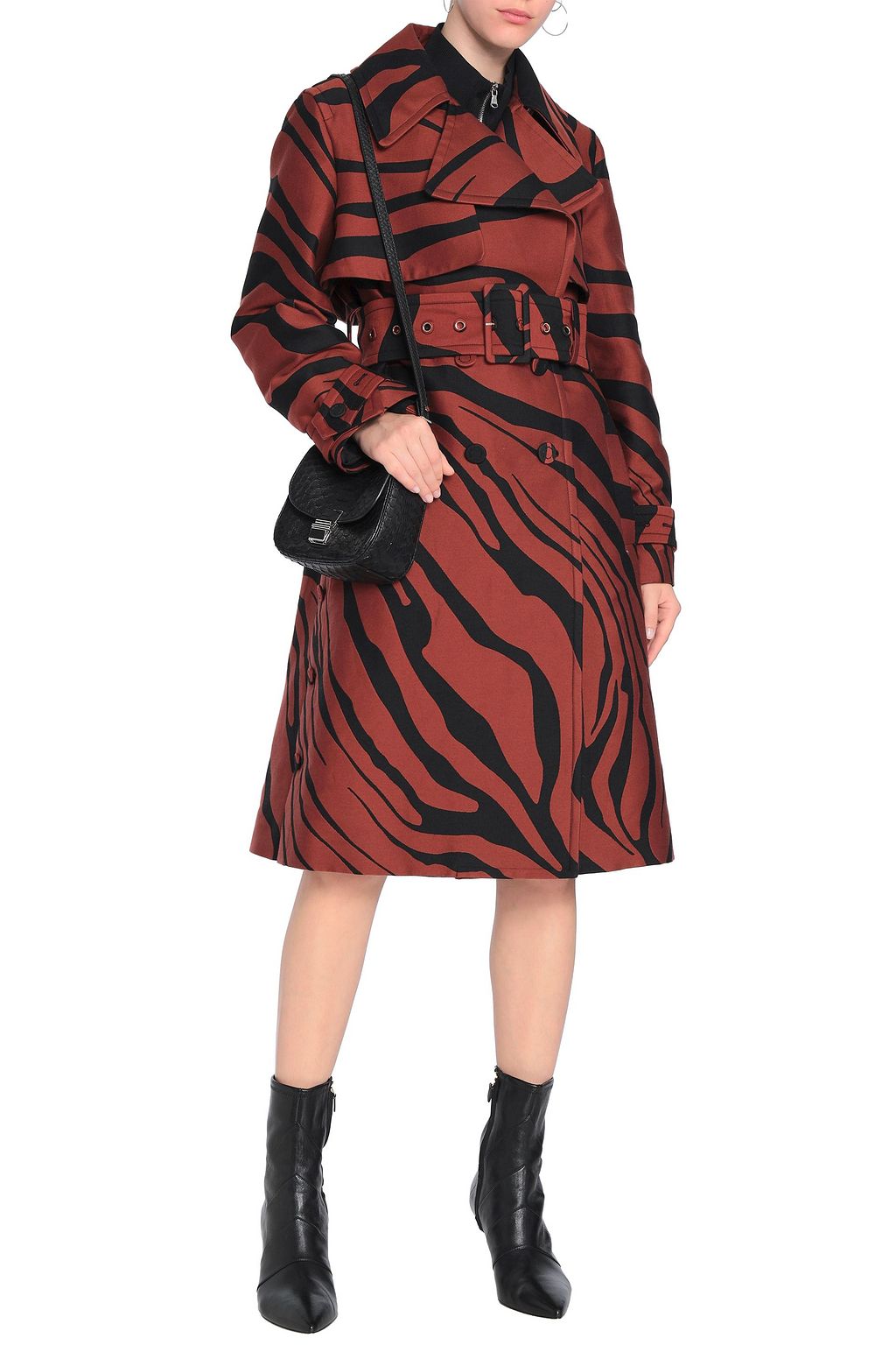 ROBERTO CAVALLI Zebra-print cotton and silk-blend trench coat