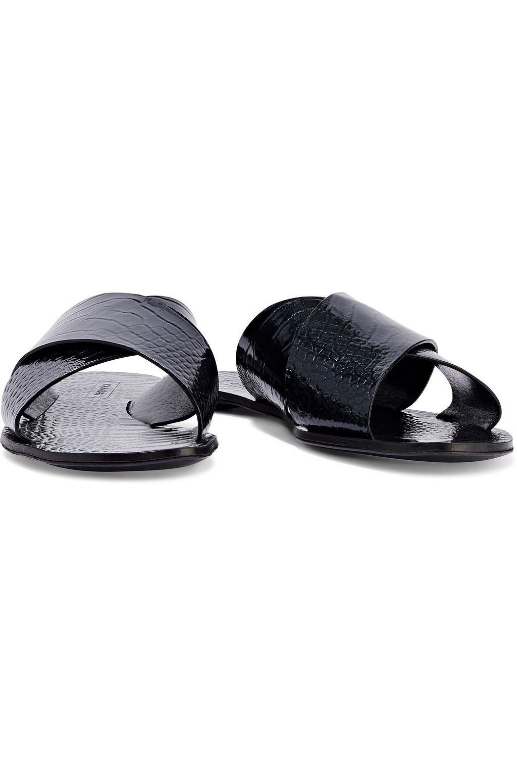 CASADEI Croc-effect patent-leather slides