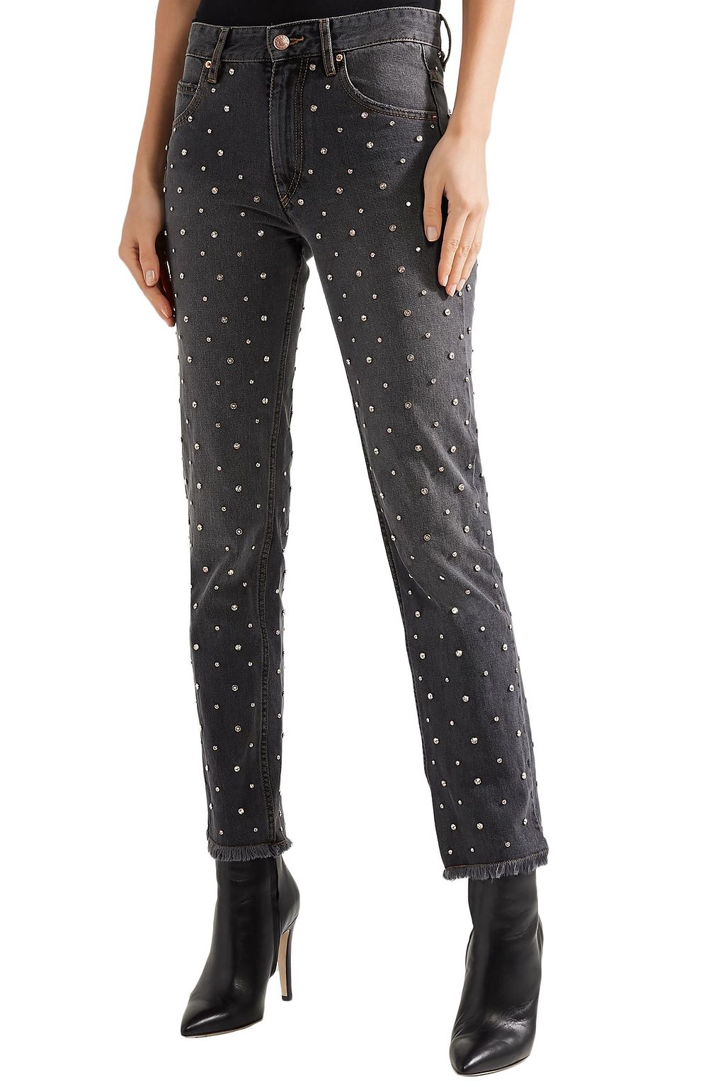 ISABEL MARANT Ulano crystal-embellished mid-rise slim-leg jeans