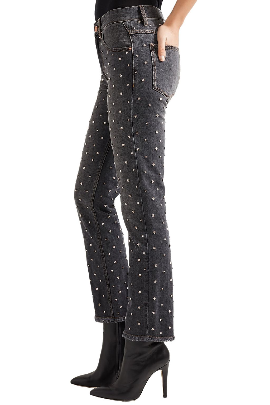 ISABEL MARANT Ulano crystal-embellished mid-rise slim-leg jeans