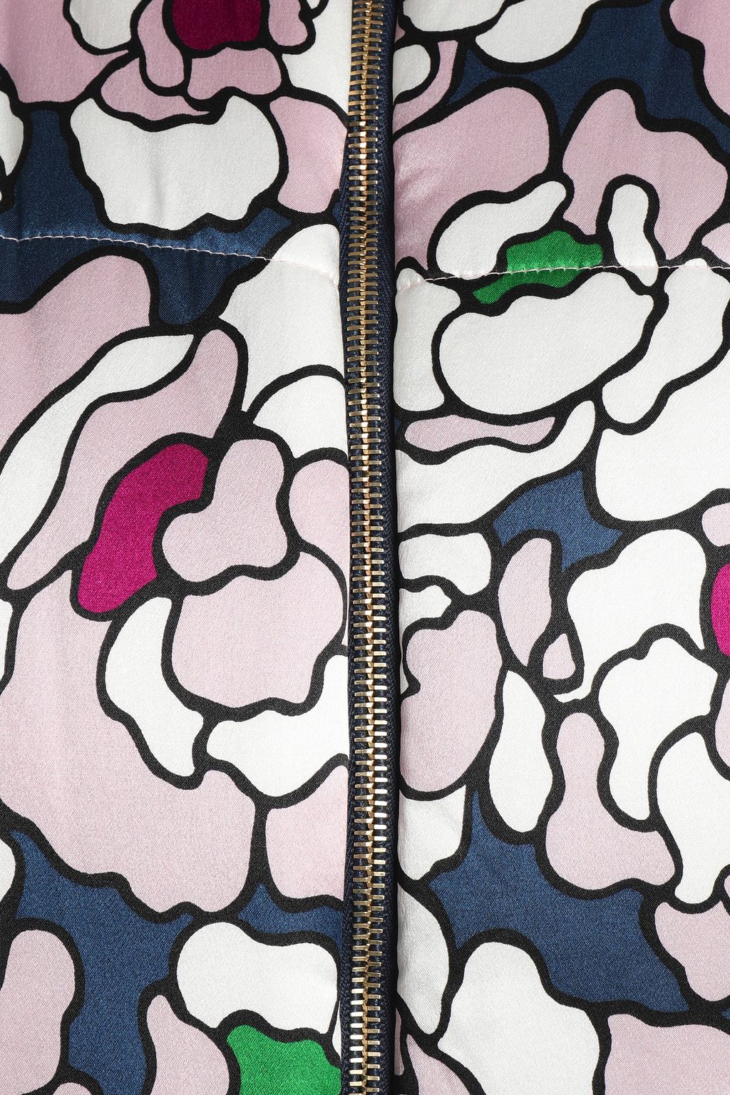 OLIVIA VON HALLE Quilted floral-print silk-satin hooded down coat