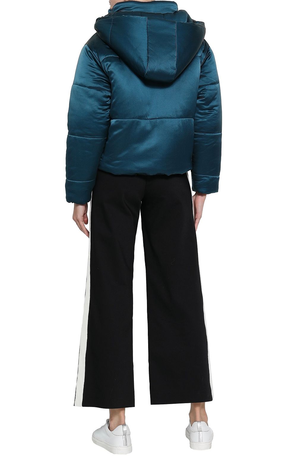OLIVIA VON HALLE Quilted silk-satin hooded down jacket