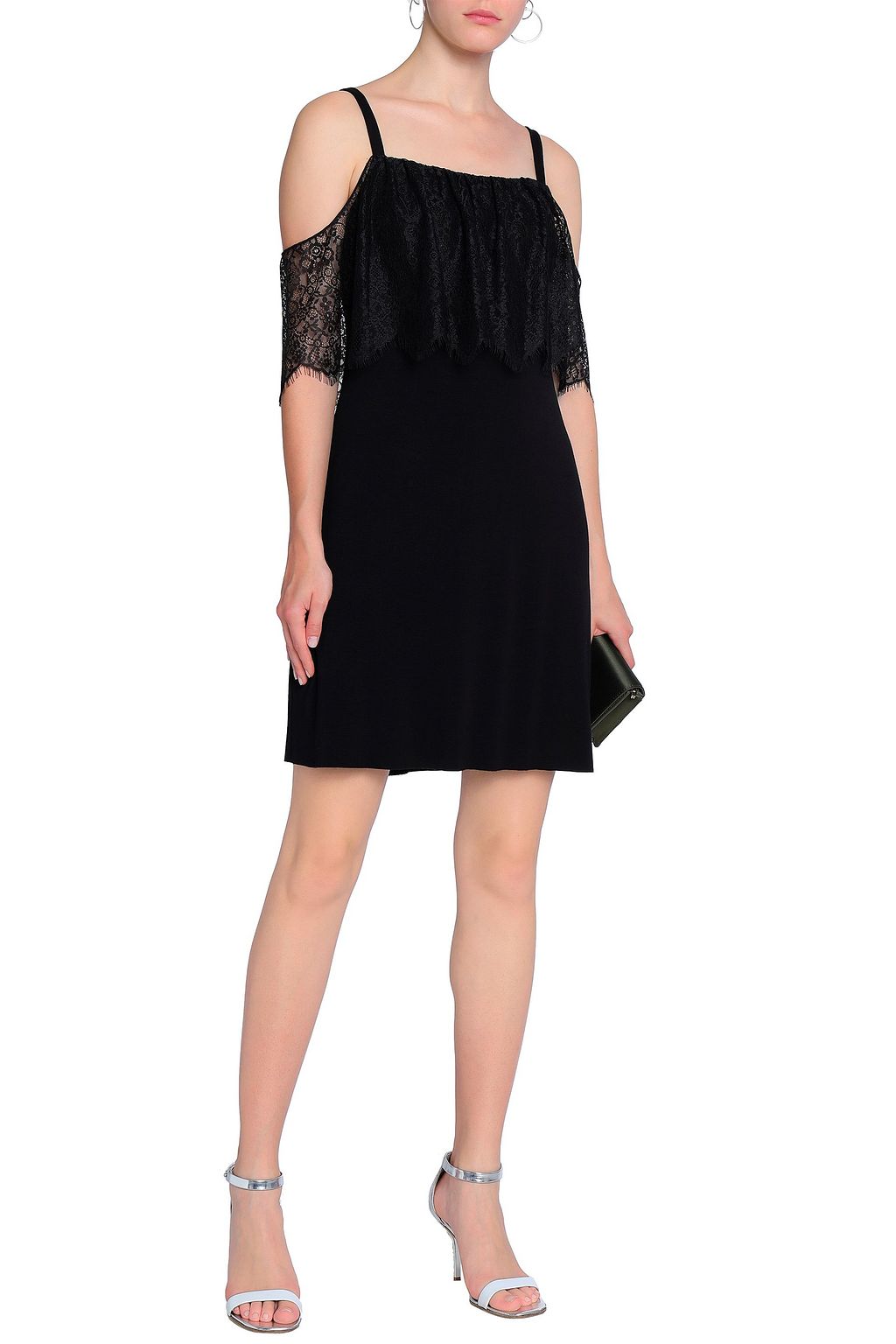 BAILEY 44 Dark Horse cold-shoulder lace-paneled stretch-jersey mini dress