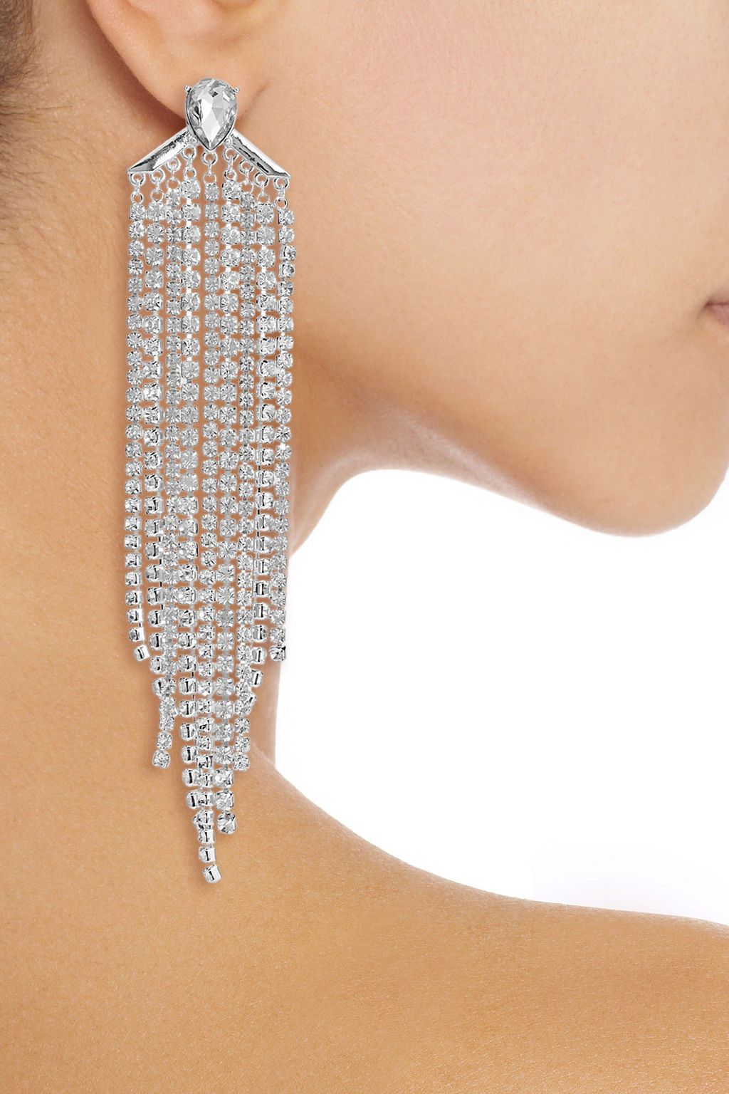 KENNETH JAY LANE Silver-tone crystal earrings