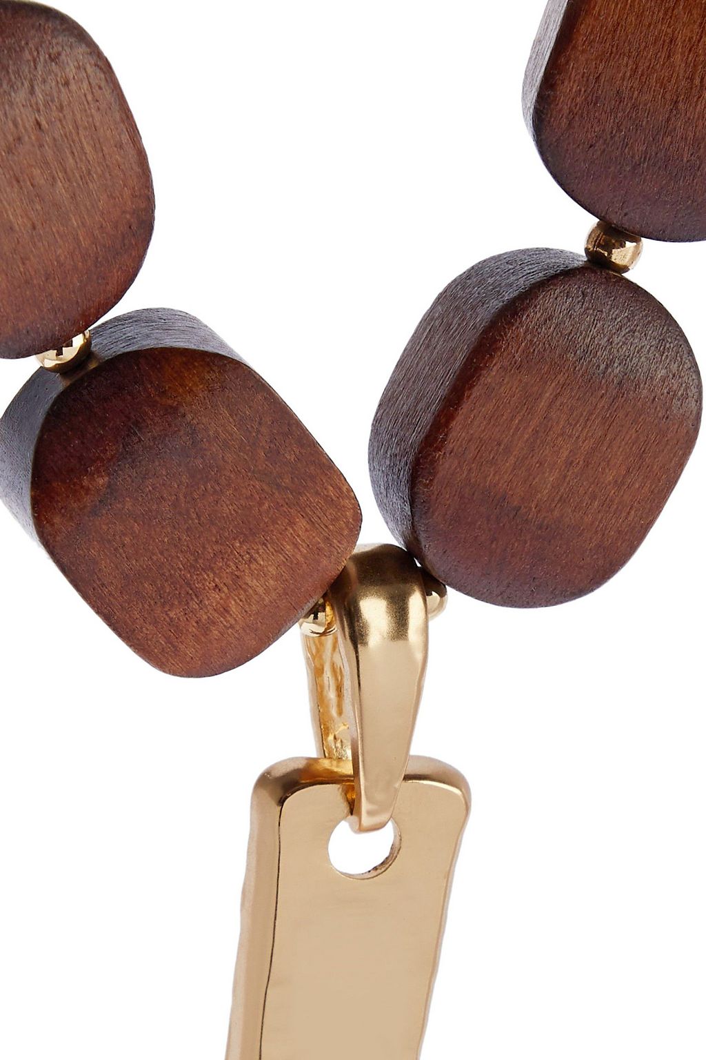 KENNETH JAY LANE Hammered gold-tone wood necklace