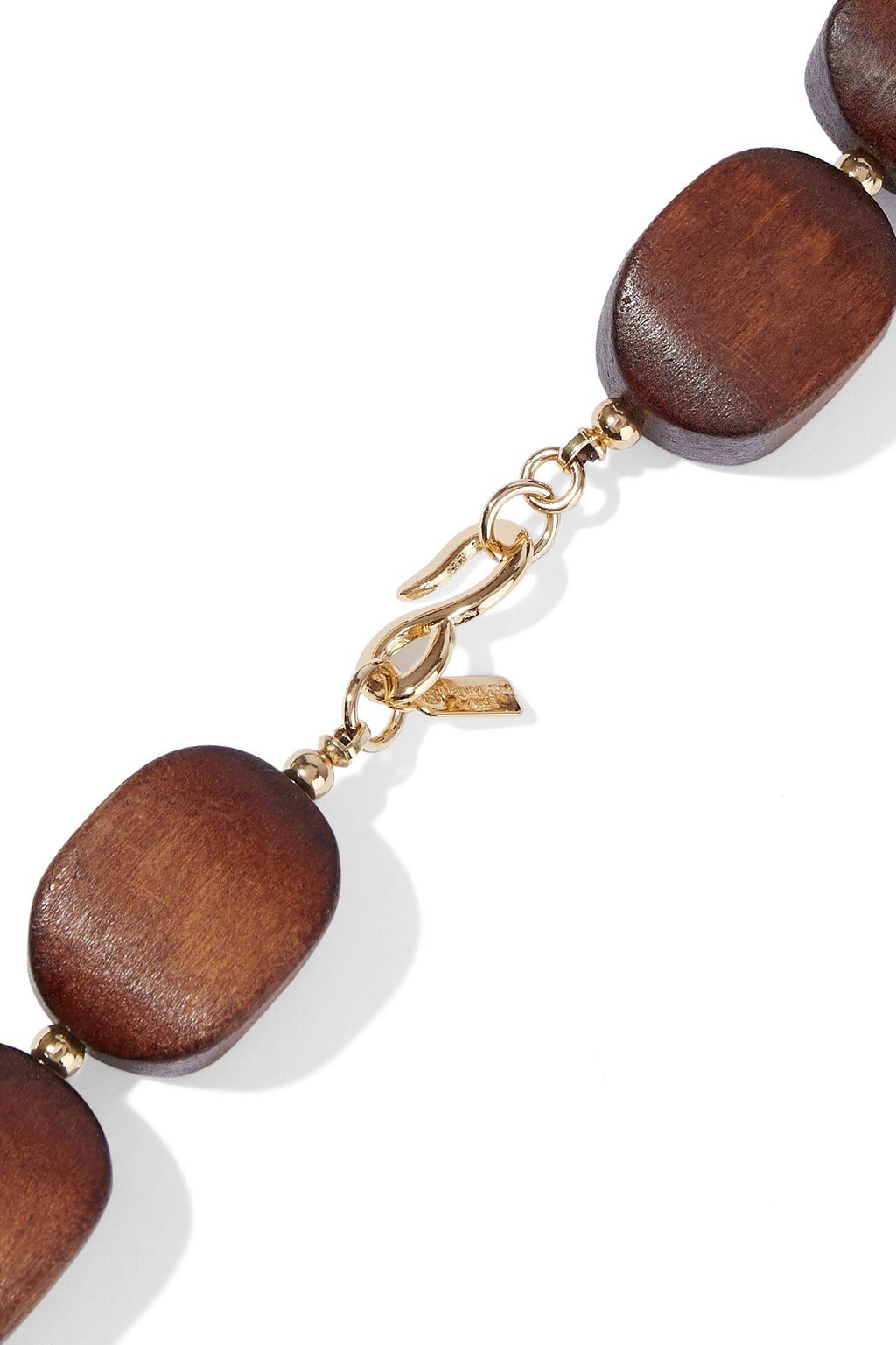 KENNETH JAY LANE Hammered gold-tone wood necklace
