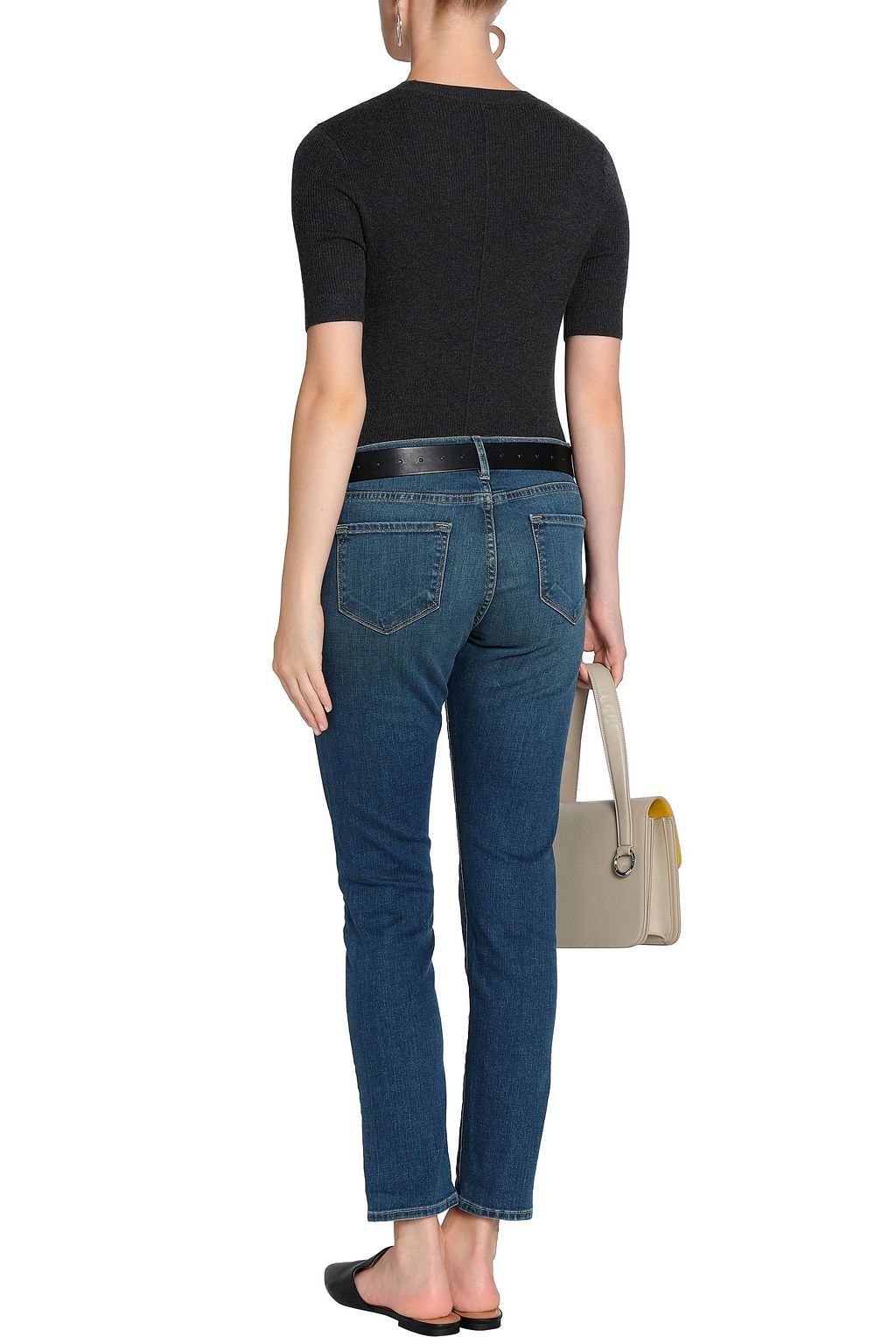 FRAME Le Garcon faded mid-rise slim-leg jeans