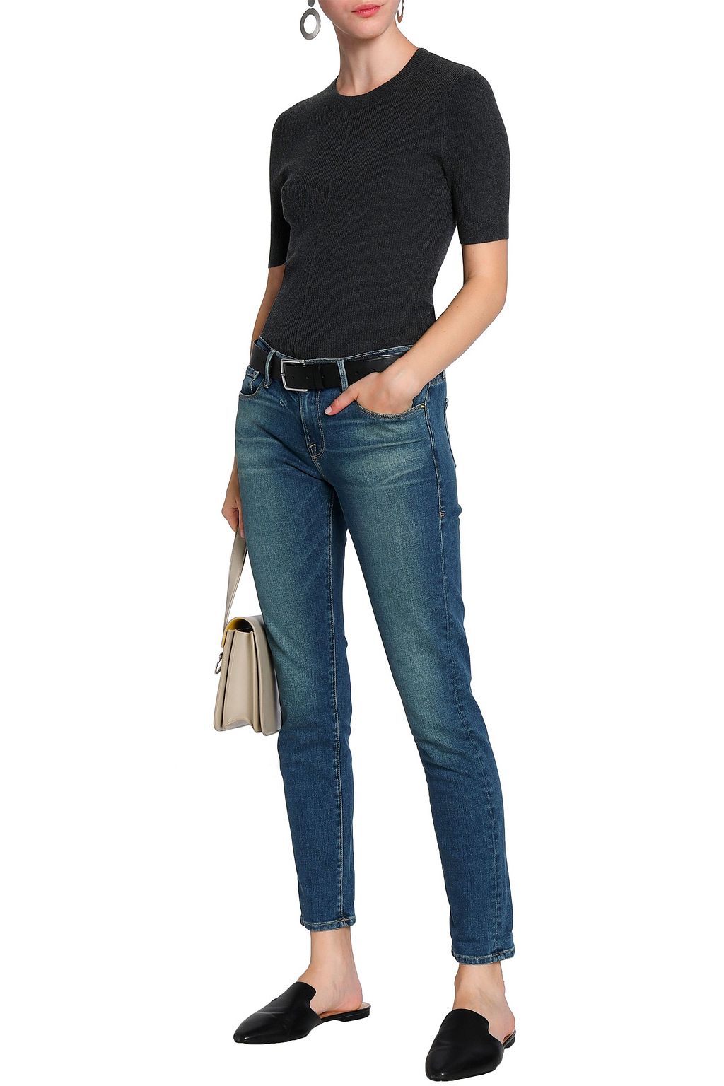 FRAME Le Garcon faded mid-rise slim-leg jeans
