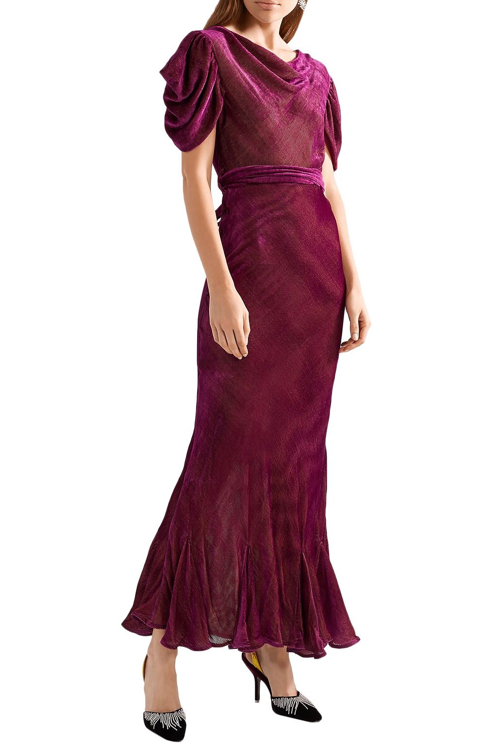 THE ATTICO Gathered devoré-chiffon gown