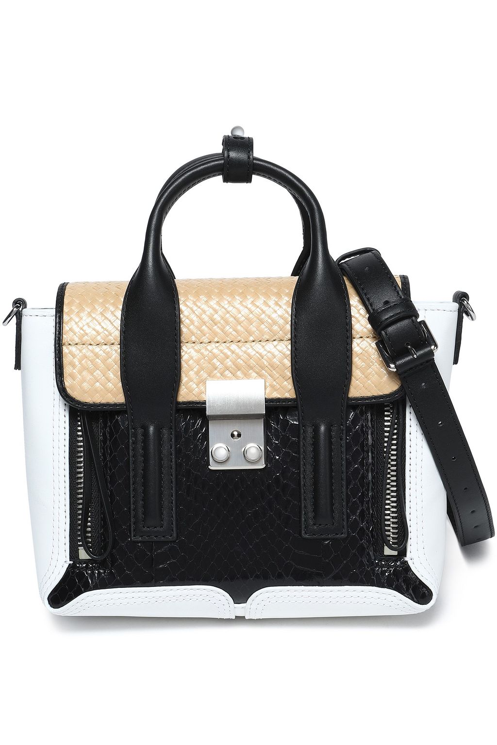 3.1 PHILLIP LIM Pashli elaphe, leather and woven shoulder bag