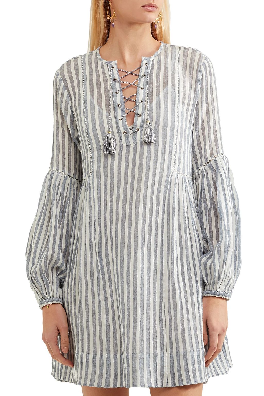 ULLA JOHNSON Helena striped cotton-gauze mini dress