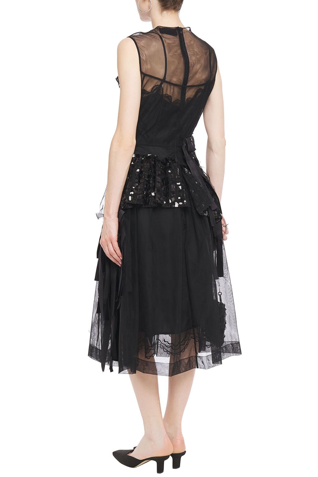 SIMONE ROCHA Fringed sequin-embellished tulle midi dress