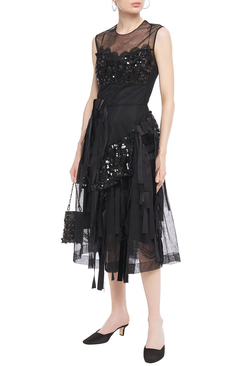 SIMONE ROCHA Fringed sequin-embellished tulle midi dress
