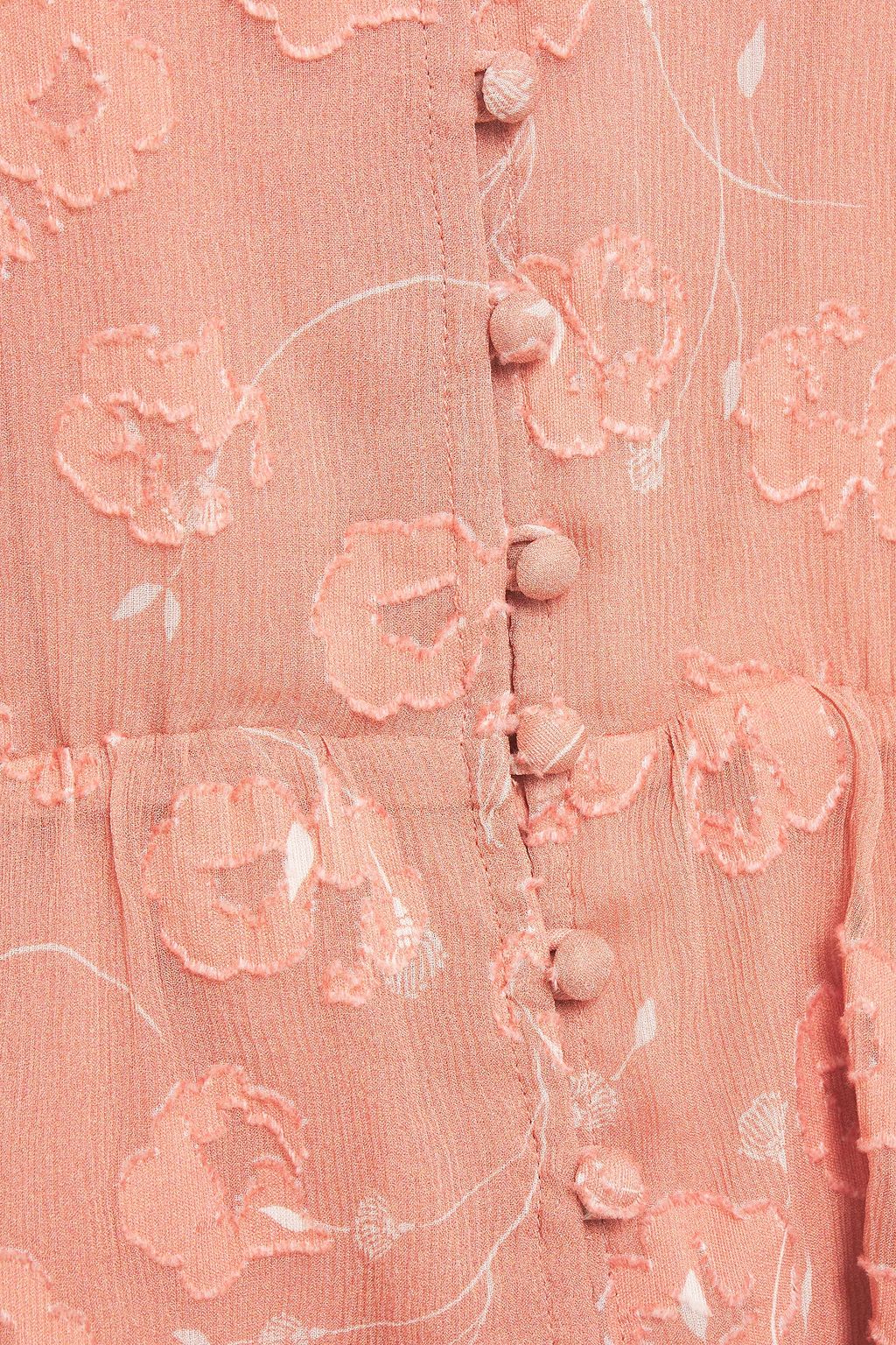 JOIE Ruffled fil coupé silk and cotton-blend crepon blouse