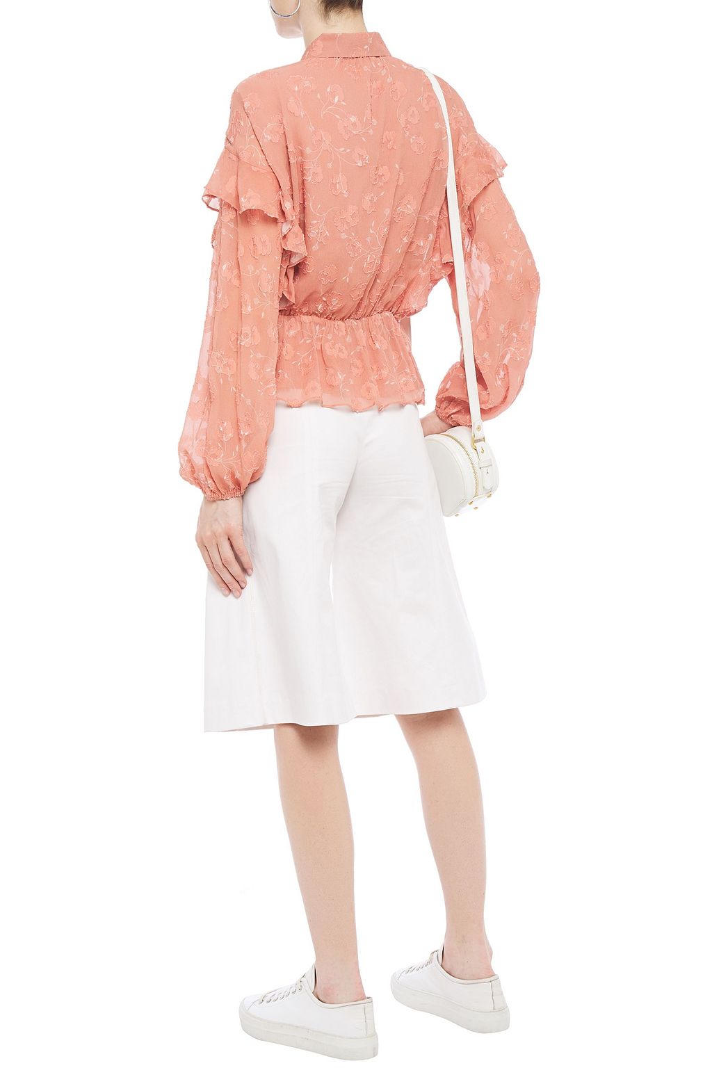 JOIE Ruffled fil coupé silk and cotton-blend crepon blouse
