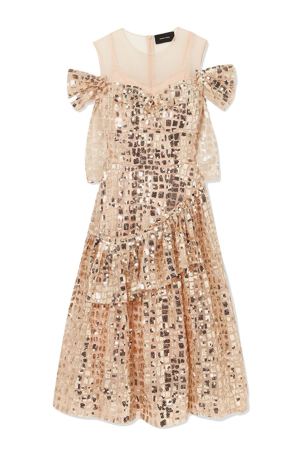 embellished tulle midi dress