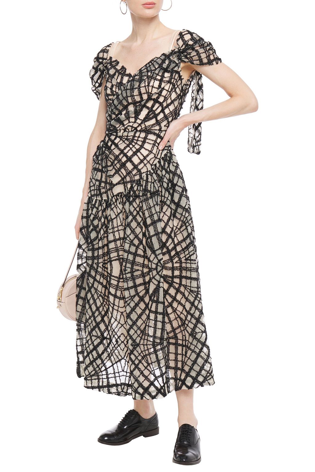 SIMONE ROCHA Ruched Tinsel and tulle midi dress THE