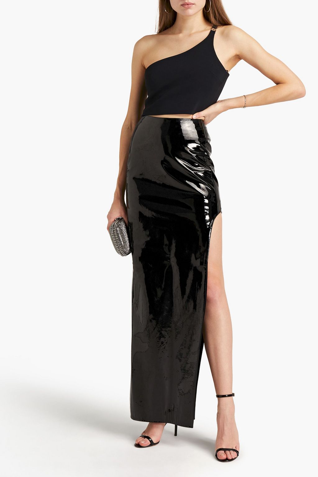 DAVID KOMA Patent-leather maxi skirt