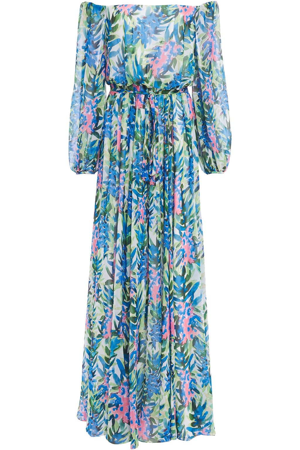printed chiffon gown