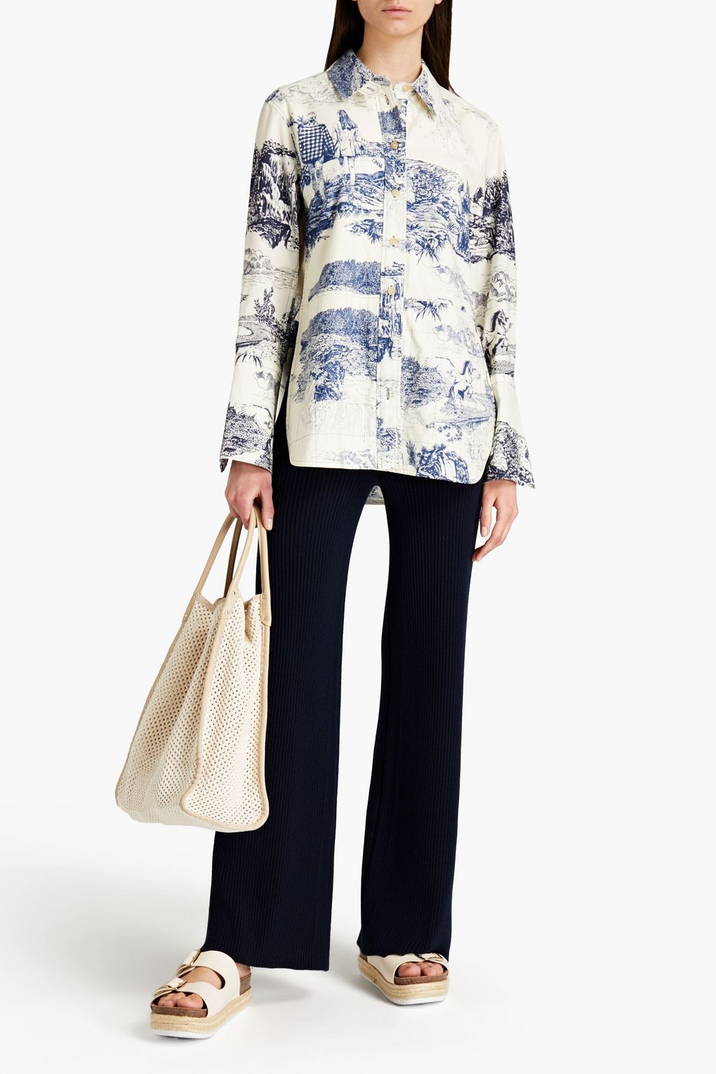 CHLOÉ Ribbed wool-blend flared pants
